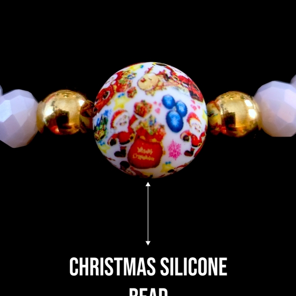 Set of two Christmas bracelets. Austrian crystals. Silicone main bead and 18k... - Picture 6 of 10